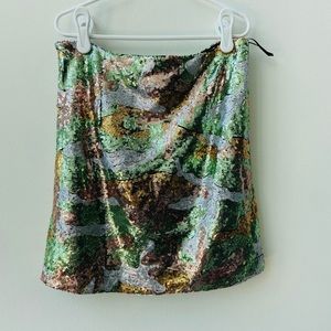 LF Rouge Camouflage Green Mini Skirt Size 6 NWT